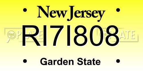 RI7I808 New Jersey License Plate