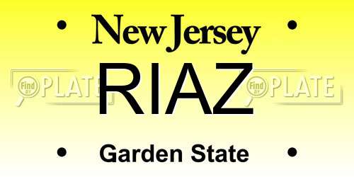 RIAZ New Jersey License Plate