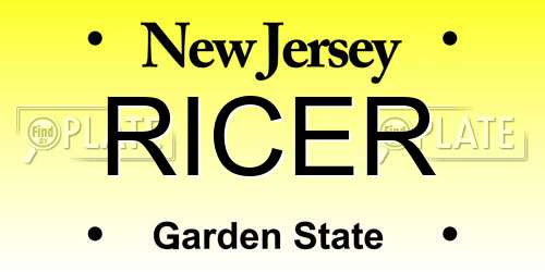RICER New Jersey License Plate