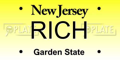 RICH New Jersey License Plate