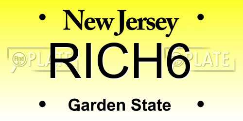RICH6 New Jersey License Plate
