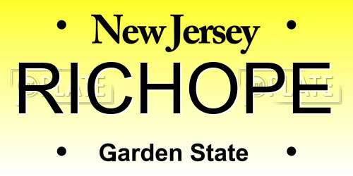 RICHOPE New Jersey License Plate