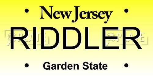 RIDDLER New Jersey License Plate