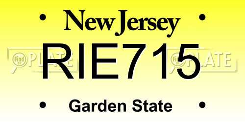RIE715 New Jersey License Plate