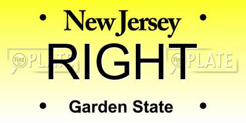 RIGHT New Jersey License Plate