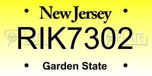RIK7302 New Jersey License Plate