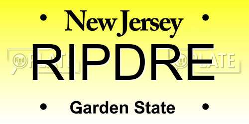 RIPDRE New Jersey License Plate