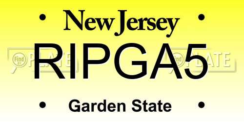 RIPGA5 New Jersey License Plate