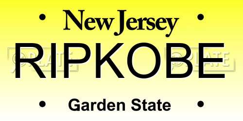 RIPKOBE New Jersey License Plate
