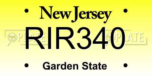 RIR340 New Jersey License Plate