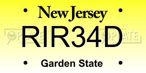 RIR34D New Jersey License Plate