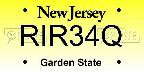 RIR34Q New Jersey License Plate