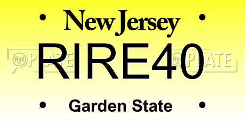 RIRE40 New Jersey License Plate