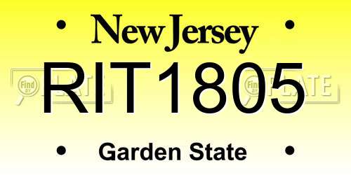 RIT1805 New Jersey License Plate