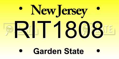 RIT1808 New Jersey License Plate