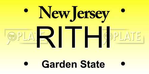 RITHI New Jersey License Plate