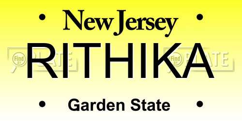 RITHIKA New Jersey License Plate