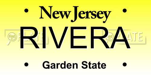 RIVERA New Jersey License Plate