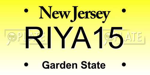 RIYA15 New Jersey License Plate