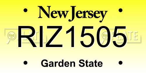 RIZ1505 New Jersey License Plate