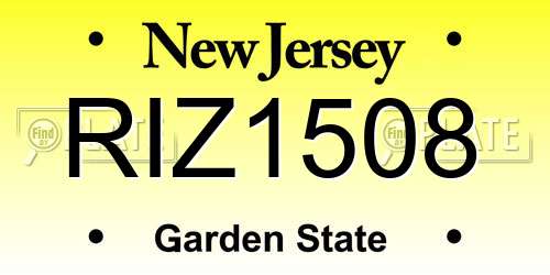 RIZ1508 New Jersey License Plate