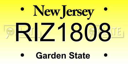 RIZ1808 New Jersey License Plate