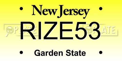 RIZE53 New Jersey License Plate