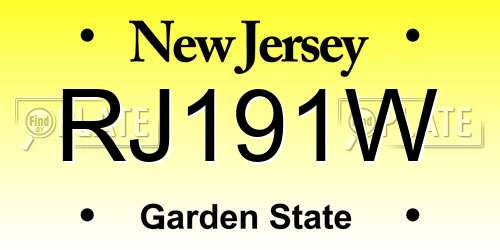 RJ191W New Jersey License Plate