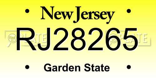 RJ28265 New Jersey License Plate