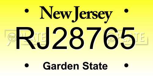 RJ28765 New Jersey License Plate