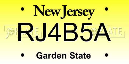 RJ4B5A New Jersey License Plate