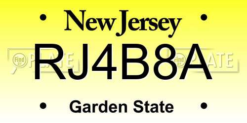 RJ4B8A New Jersey License Plate