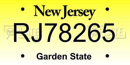 RJ78265 New Jersey License Plate