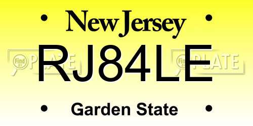 RJ84LE New Jersey License Plate