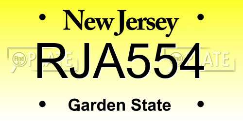 RJA554 New Jersey License Plate