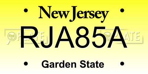 RJA85A New Jersey License Plate