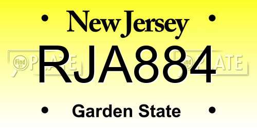 RJA884 New Jersey License Plate