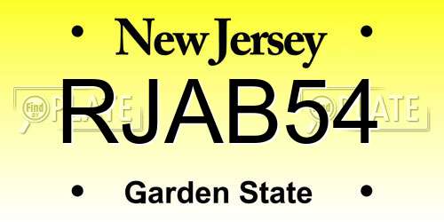 RJAB54 New Jersey License Plate