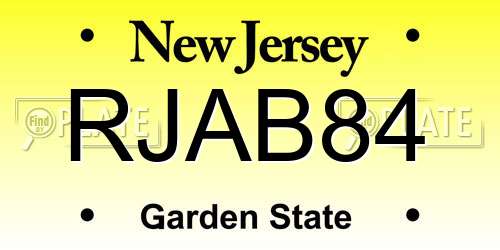 RJAB84 New Jersey License Plate