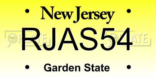 RJAS54 New Jersey License Plate
