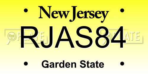 RJAS84 New Jersey License Plate