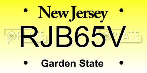 RJB65V New Jersey License Plate