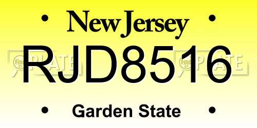 RJD8516 New Jersey License Plate