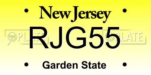 RJG55 New Jersey License Plate