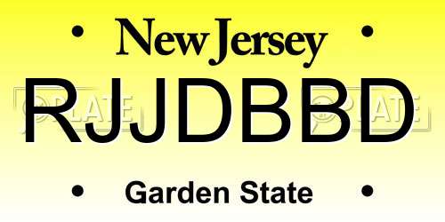 RJJDBBD New Jersey License Plate