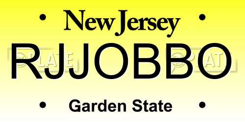 RJJOBBO New Jersey License Plate