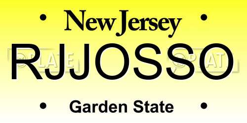 RJJOSSO New Jersey License Plate