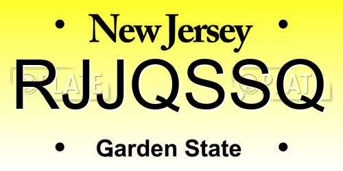RJJQSSQ New Jersey License Plate