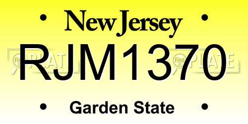 RJM1370 New Jersey License Plate