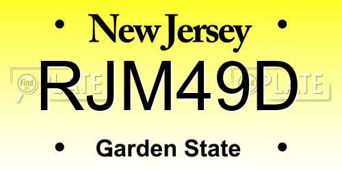 RJM49D New Jersey License Plate
